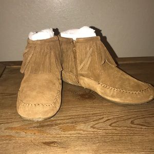 Leather fringe moccasins